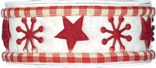 Vánoční stuha girlandová RED STAR 25mm x 1m  (Vánoční stuha girlandová, vysekávaná, oboustranná)