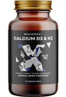 BrainMax Calcium D3 & K2 - vápník s vitamínem D3 & K2, 90 rostlinných kapslí