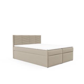 Bytelná boxspring postel 160x200 béžová s úložným prostorem a matrací komplet