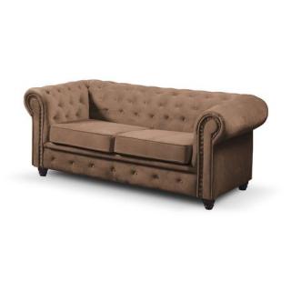 Retro pohovka chesterfield tmavě béžová pro tři osoby 215 cm