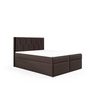 Zvýšená manželská postel boxspring 140x200 hnědá včetně matrace