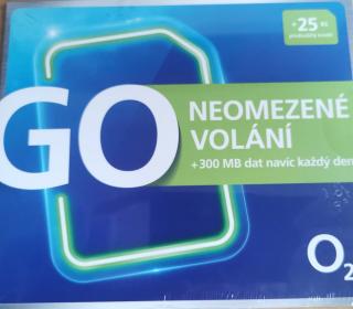 O2 GO SIM KARTA - kredit 150,- Kč Tarif GO NEOMEZENĚ + 300 MB  + 25+1 ZDARMA!