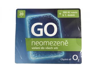 O2 GO SIM KARTA - kredit 25,- Kč Tarif PŘEDPLADENKA  + 20+1 ZDARMA!