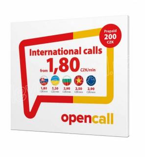 SIM karta OPENCALL s kreditem 200Kč + 2 GB