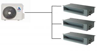 Kanálová Klimatizace Acond 1+3 (2,9kW + 2,9kW + 2,9kW) Multi-split R32