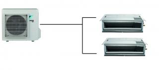 Kanálová Klimatizace Daikin 1+2 ( 2,4kW + 2,4kW) Multi-split R32