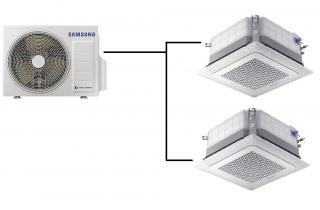 Kazetová Klimatizace Samsung Wind Free 4-Way Mini Cassette 1+2 (2,6kW + 2,6kW) Multi-split R32 včetně montáže