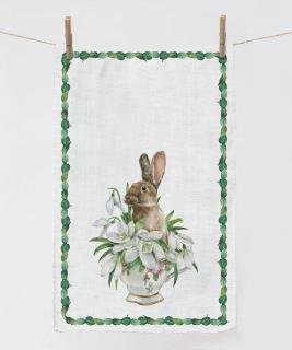 Lněná utěrka 70x45 Zajíček/  Bunny