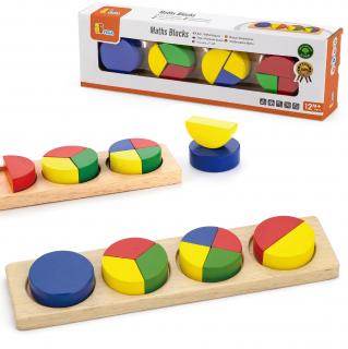 Dřevěné puzzle Viga Montessori Matematické bloky Zlomky