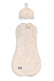 Zavinovačka Sleepee Second Step Swaddle s čepičkou zdarma Vintage Animals Cream