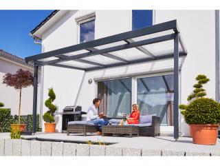 Hliníková pergola Terrassendach Premium - čirý polykarbonát / antracitová konstrukce Rozměr: 8,125 x 4,06 m, Varianta: Terrassendach Premium - čirý…
