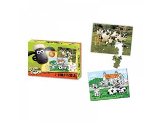 Shaun the Sheep - Oboustranné puzzle s pastelkami 50ks