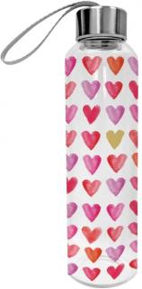 Skleněná lahev Aquarell Hearts, 550 ml