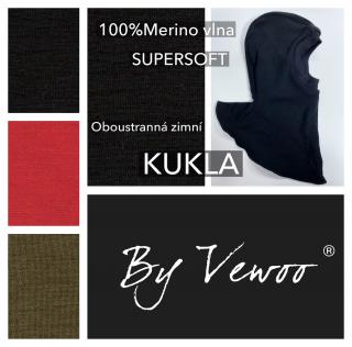 MERINO KUKLA - ČERVENÝ ODSTÍN - 100%merino vlna SUPER SOFT - antialergický funkční přírodní materiál - DVOJITÁ VRSTVA (Kukla - ČERNÝ ODSTÍN)