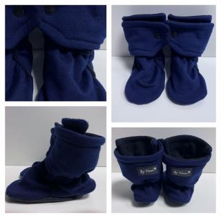 Ťapkycapky, střední capáčky prošité microfleece - TMAVĚ CELOMODRÉ NAVY -  11cm - 13cm - 15cm (Zapínací, nadkotníkové)