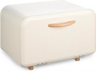 Chlebník Navaris - plechový box na chléb se sklopnými dvířky v krémové barvě (Bread Bin - Metal Bread Box Storage Tin with Front Opening Drop Down Door for Kitchen Counter or Shelf - Bakery Storage Container - Cream)