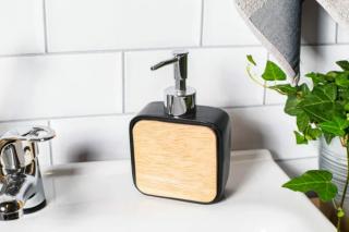 Dávkovač na mýdlo černo-dřevěný Altom Design - lehká vada - sleva (Soap dispenser black-wooden Altom Design)