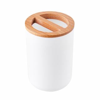 Držák na zubní kartáčky bílý - bambus plast - Altom Design (Toothbrush holder white - bamboo plastic - Altom Design)