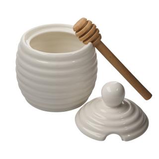 Porcelánová dóza na med s naběračkou bílá 250ml - Altom Design (Porcelain honey pot with spoon white 250ml - Altom Design)