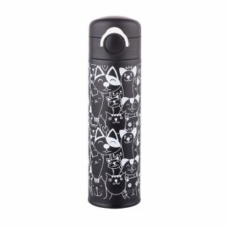 Termoska černá 320ml kočičky  - Altom Design (Black thermos 320ml cats - Altom Design)