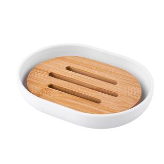 Volně stojící miska na mýdlo Altom Design bílá, bambus (Freestanding soap dish Altom Design white, bamboo)