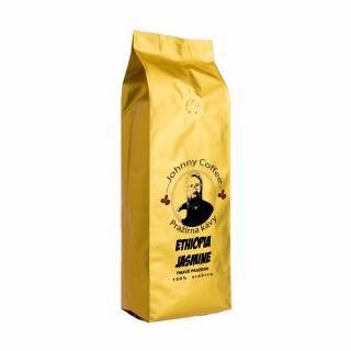 Johnny Coffee Zrnková káva Ethiopia Jasmine tmavě pražená Velikost balení: 1000g, Zrnková / Mletá: MLETÁ