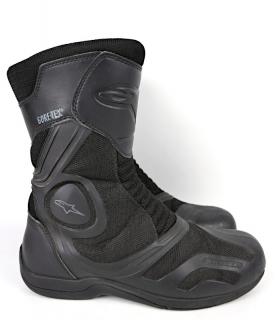 Nepromokavé kožené boty ALPINESTARS Air Plus GORE-TEX, vel: 44 (Motorkářské turistické boty s Gore-Tex membránou)