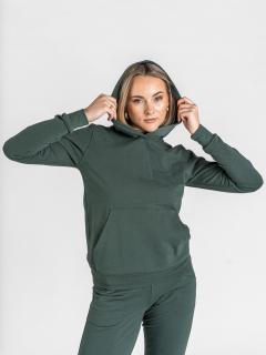 Dámská prodloužená mikina s kapucí | Khaki L, LONG