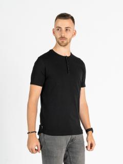 Pánské dlouhé tričko | knoflíček | Deep black Slim, L