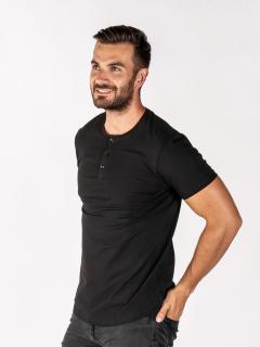 Pánské klasické tričko | knoflíček | Deep black Slim, XL