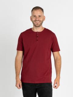 Pánské rozstřižené tričko | knoflíček | Burgundy Regular, 3XL