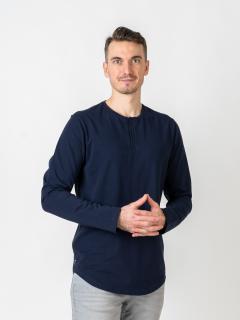 Pánský prodloužený dlouhý rukáv | knoflíček | Navy Slim, L