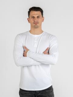 Pánský prodloužený dlouhý rukáv | knoflíček | Pure white Slim, L