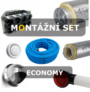 Montážní set rozvodů pro rekuperaci - ECONOMY.  Pro objekt 100 m2