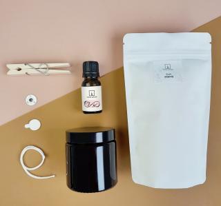 DIY SET Vonná svíčka TY A JÁ RŮŽOVÁ - andělika, magnolie, pettitgrain, šalvěj Verze: vč. 120ml skleničky