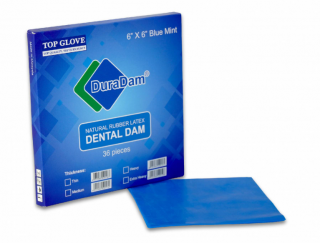 Latexová blána Dental Dam, 52 ks, 12.7 x 12.7 cm, máta Barva: Modrá