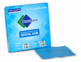 Latexová blána Dental Dam, 52 ks, 12.7 x 12.7 cm, máta Barva: Světle modrá