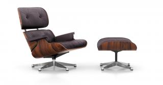 VITRA EAMES KŘESLO S OTOMANEM  KŮŽE NERO / LOUNGE CHAIR WITH OTTOMAN