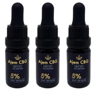 Ajem FiT - Doplňky Stravy | Fullspectrum CBG 5% (MCT olej) -10ml (AjemFiT) - 3 Lahvičky -30ml (1500mg) AJEM1