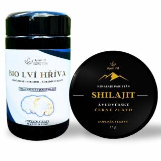 Ajem FiT - Doplňky Stravy | PRO MOZEK PAMĚŤ A SOUSTŘEDĚNÍ - (AjemFiT) - Shilajit 15g + Hericium (prášek) 100g KOMB3