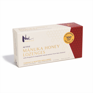 NUI PURE  WILD | NUI Manuka Med Pastilky (Příchutě) -45g (16ks) - Propolis a Hroznová jádra