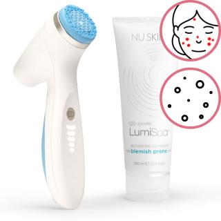 Nu Skin ageLOC LumiSpa iO pro čištění pleti + čistící gel pro pokožku náchylnou k vyrážkám 100 ml dárková sada