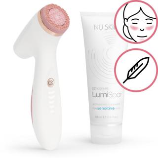 Nuskin ageLOC LumiSpa iO Rose Gold pro číštění pleti + čistící gel pro citlivou pleť 100 ml dárková sada