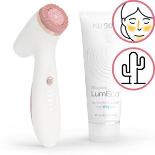 Nuskin ageLOC LumiSpa iO Rose Gold pro číštění pleti + čistící gel pro suchou pleť 100 ml dárková sada