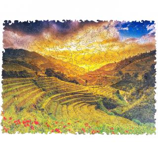 Dřevěné puzzle - Rice Fields Velikost: S - 23 x 16 cm, 125 dílku