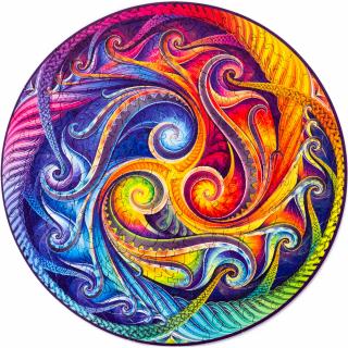 Dřevěné puzzle Unidragon - MANDALA Spiral Incarnation Velikost: KS - 33 x 33 cm, 350 dílku