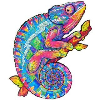 Dřevěné/wooden puzzle - Duhový Chameleo Velikost: KS - 31 x 41 cm, 314 dílku