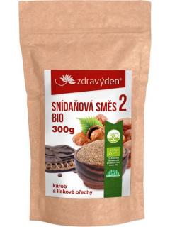 Snídaňová směs 2 BIO, lískové ořechy a karob 300g