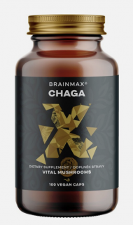 BrainMax Chaga extrakt, 50 % polysacharidů a 20 % beta-1,3/1,6 D-glukanů, 500 mg, 100 rostlinných kapslí