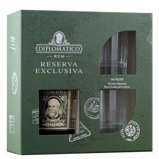 Diplomático Reserva Exclusiva 12y + 2x sklo